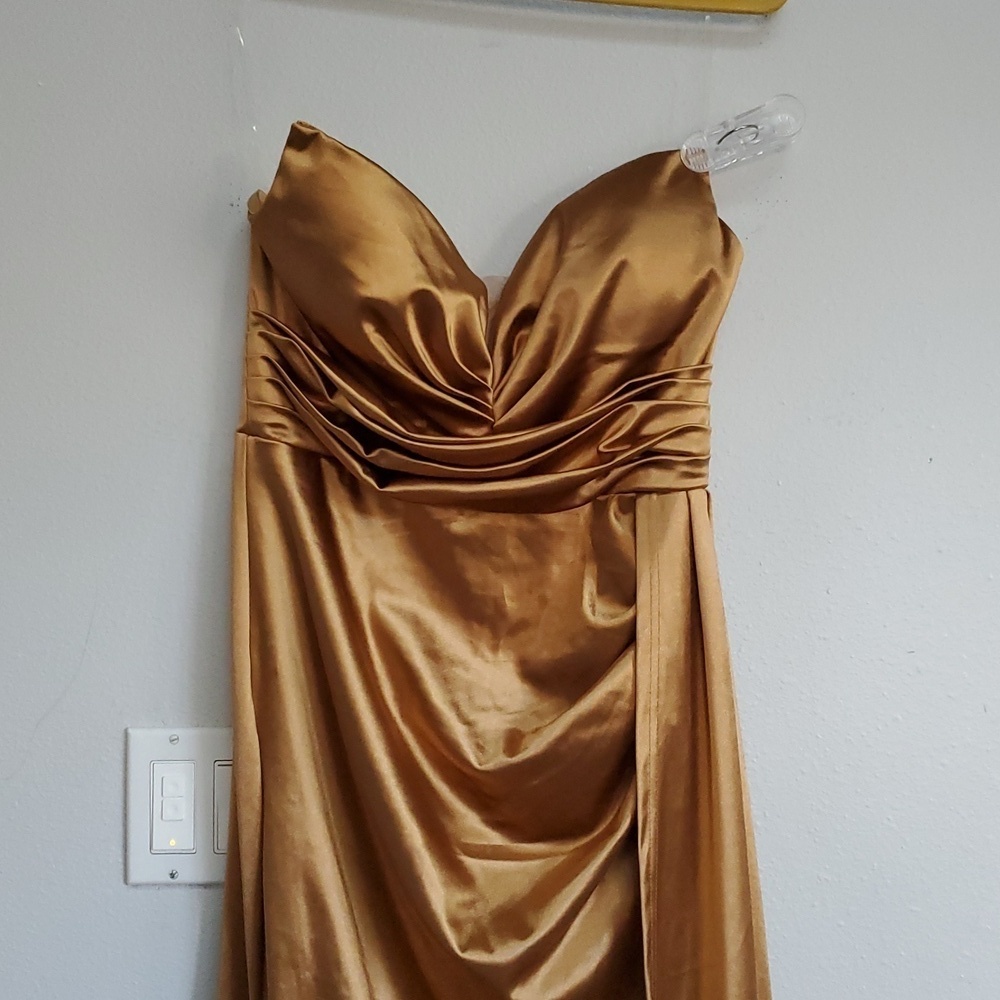 Faeriesty gold mermaid strapless maxi dress